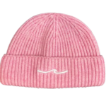 Beanie, pink med bølge